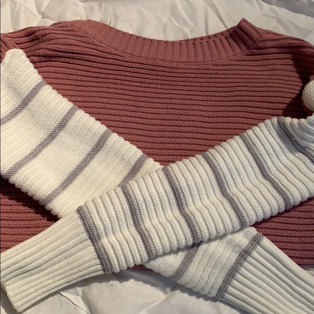 Pink and White size Medium Sweater